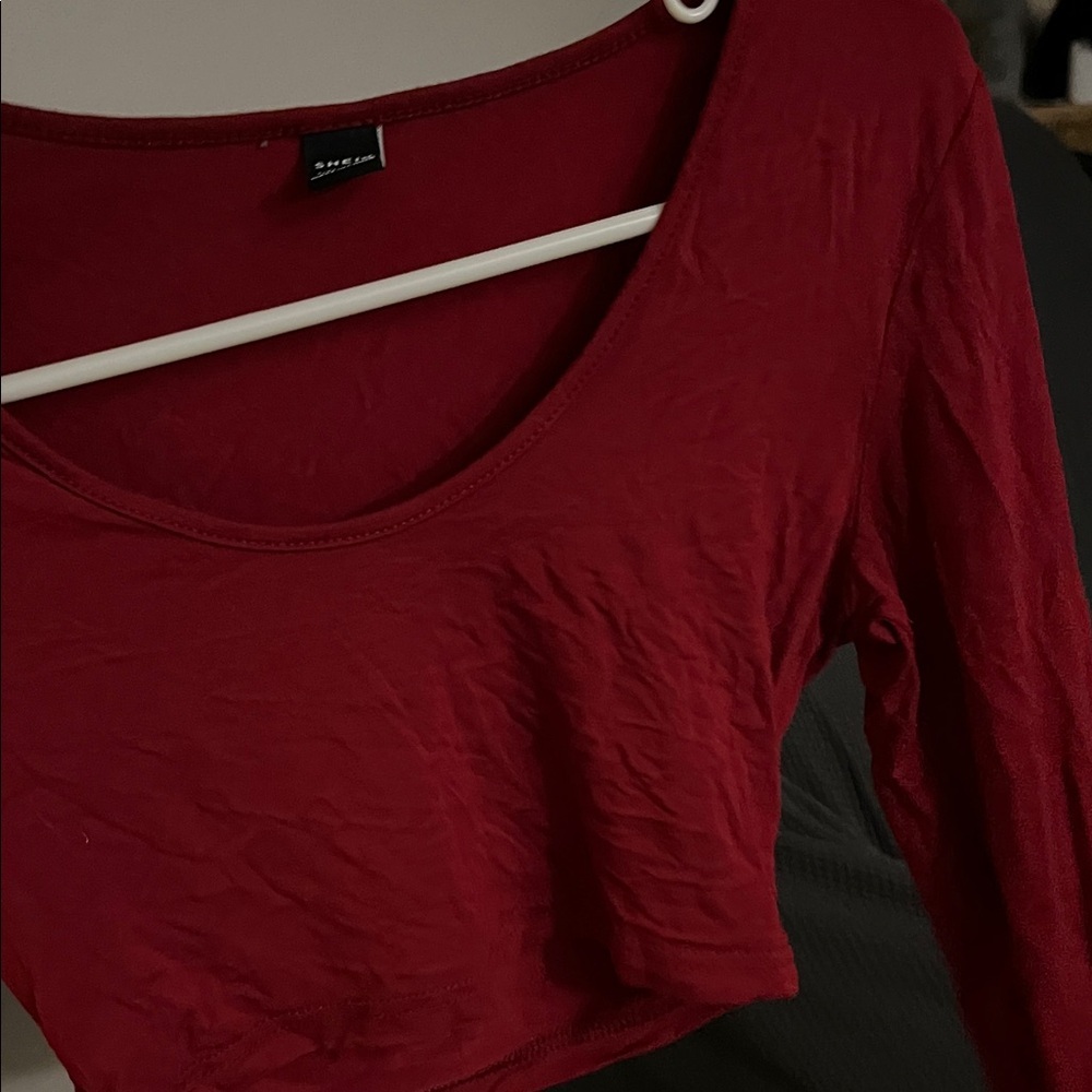 SHEIN Deep Red Crop Top - Picture 2 of 3